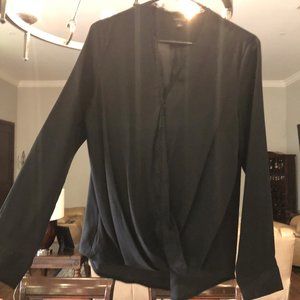 Black faux wrap blouse